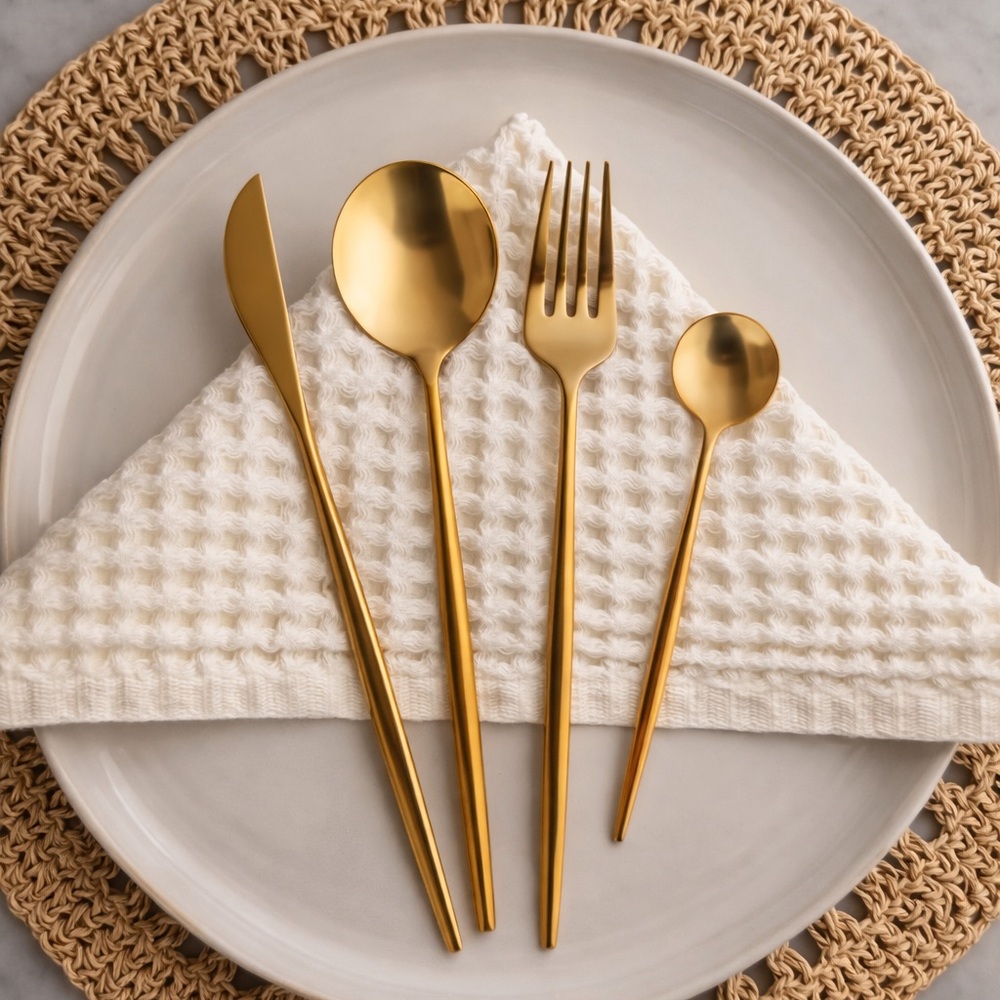 Gold Stainless Steel Flatware Set – 16 Piece Modern Cutlery